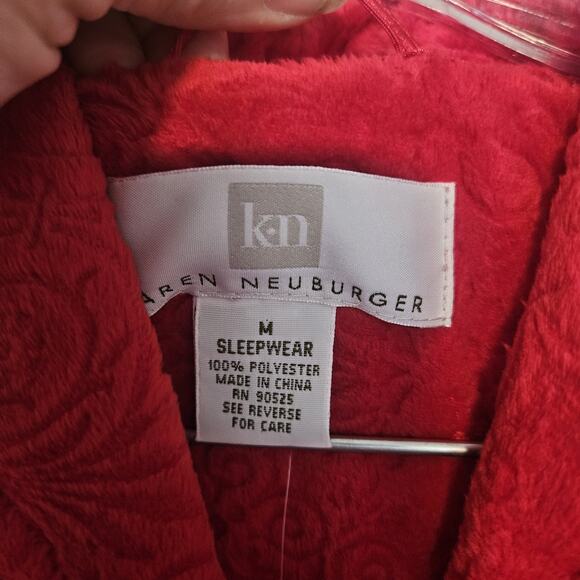 Karen Neuburger Medium Floral Plush Fleece Sleepwear Nightgown Robe Full Zip - Picture 4 of 10